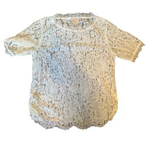 anthropologie vanessa virginia  lace short sleeve coverup shirt